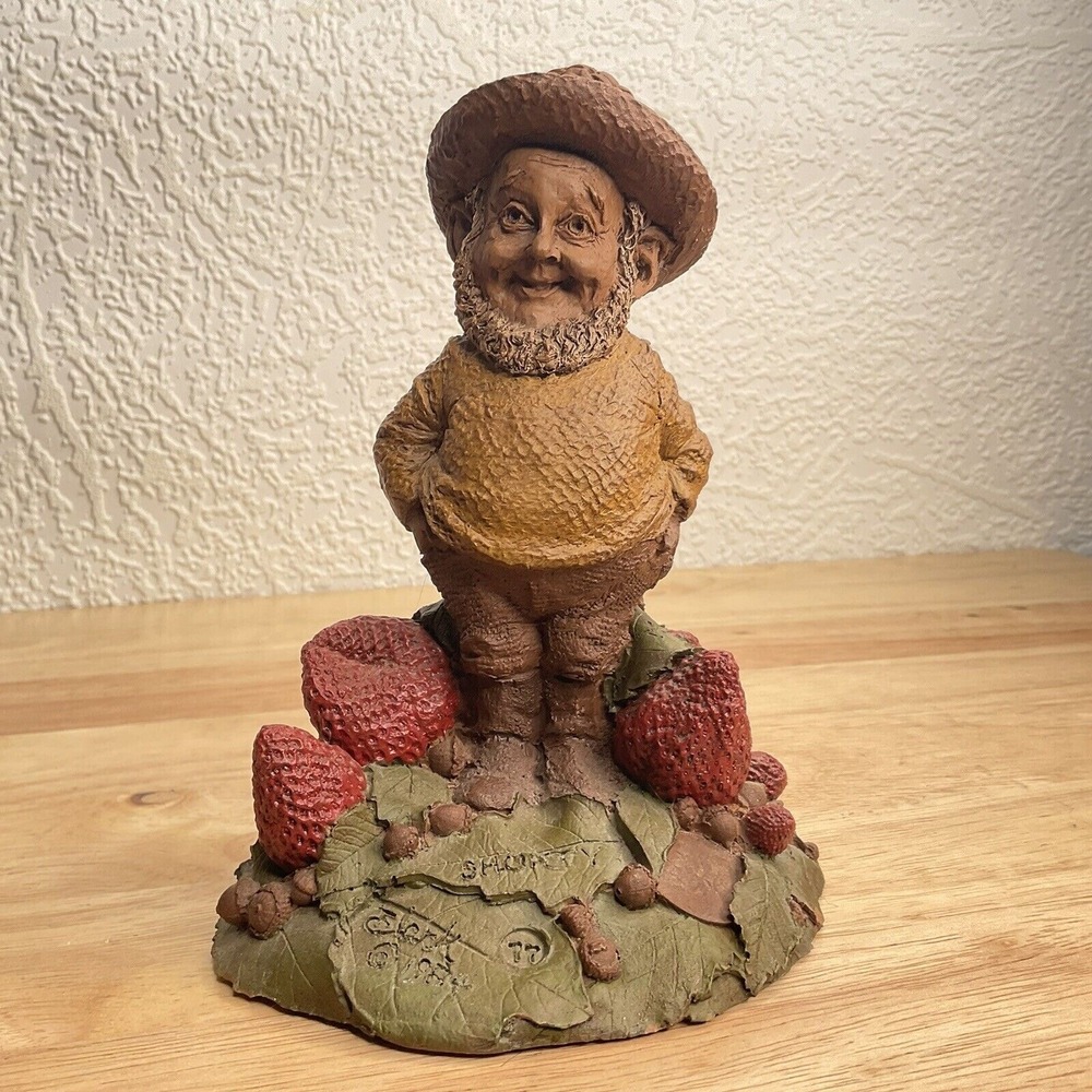 VTG 84s Tom Clark Shorty In Strawberry Patch Gnome Figurine 6"‎ Signed USA Resin